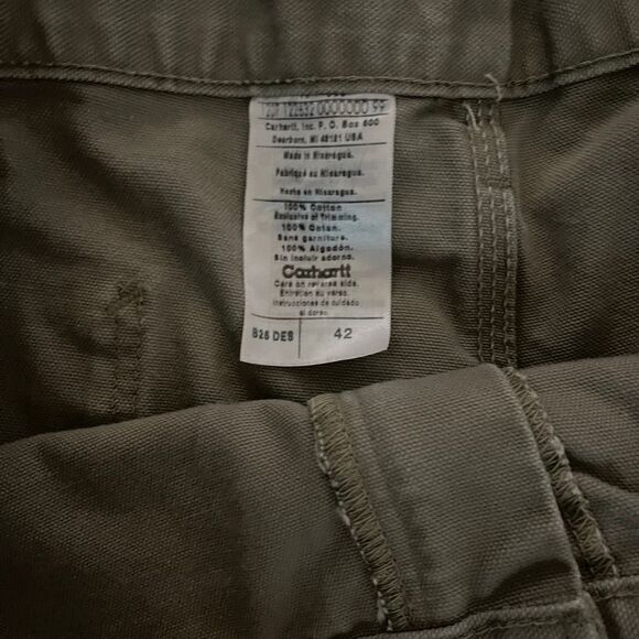 Carhartt Men's Sz 42 khaki Cargo Carpenter‎ Shorts Durable thick 100% Cotton - Picture 7 of 7